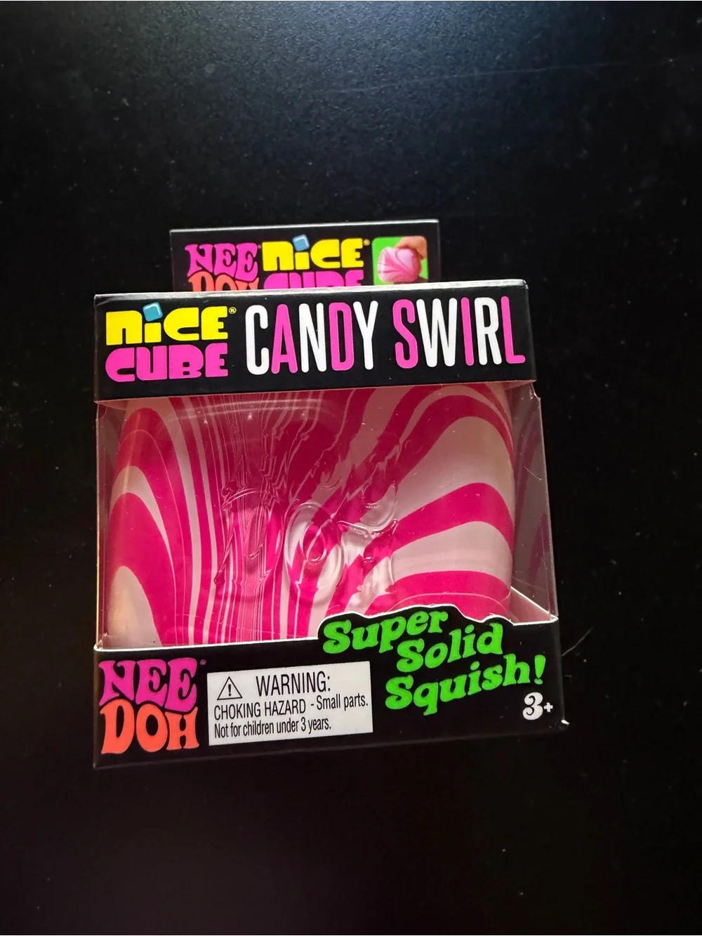 New Nee Doh Nice Cube CANDY SWIRL Pink/White Christmas Super Solid Squish Needoh